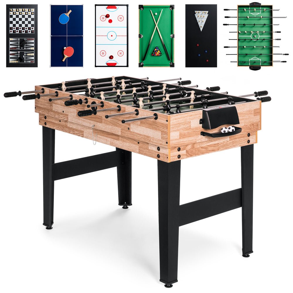 10 - in - 1 Combo Game Table Set w/ Pool, Foosball, Ping Pong, Chess - 2x4ft - Saiyora&Zubaid