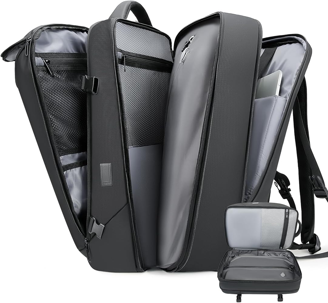 "50L Vacuum Compression Travel Backpack With Pump Vacuum Seal & With USB & Water Resistance"