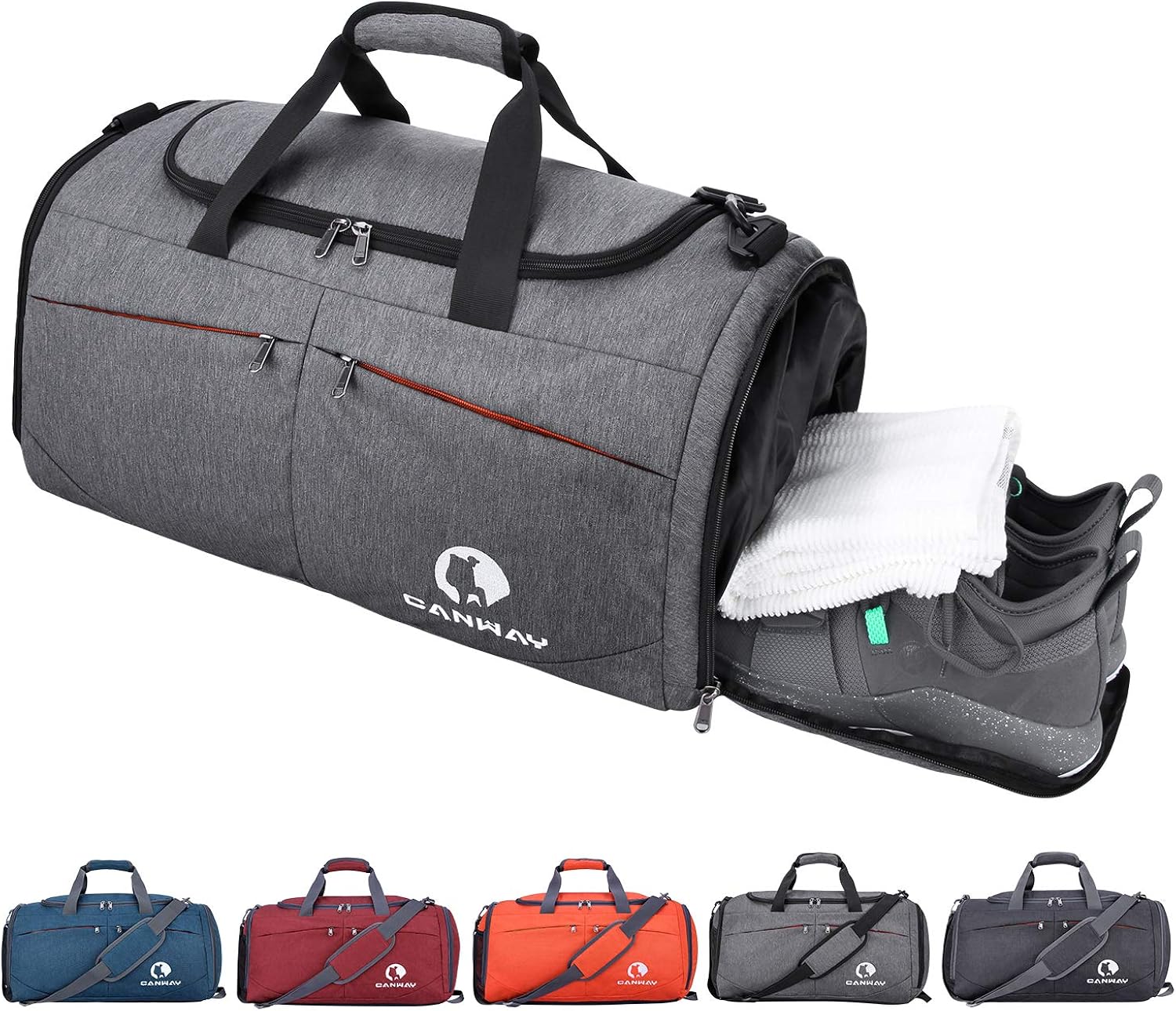 Sports Gym Duffel Bag, 45L, with Wet Pocket & Shoe Compartment