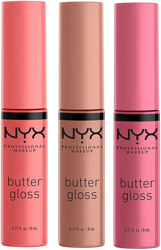 Butter Gloss, Non-Sticky Lip Gloss - Sugar Glass (Clear), Pack Of 3