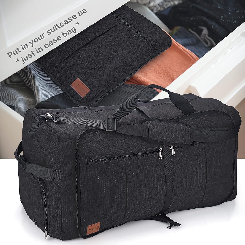 120L Travel Duffle Bag for Men & Women Large Foldable Duffel Bag for Travel with Shoe Compartment Overnight Weekender Bag Gym Bag for Men Women Waterproof & Tear Resistant (Gray & black, 120L) - Saiyora&Zubaid