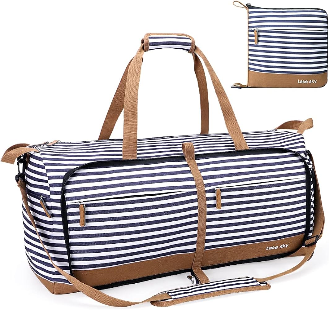 150L Foldable Travel Duffel Bag with Shoe Compartment (Stripe) - Saiyora&Zubaid