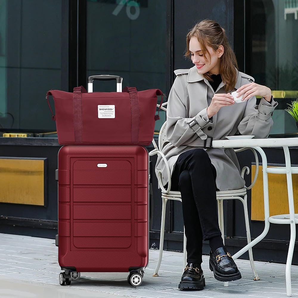 "5 - Piece Expandable Luggage Set, PC+ABS, TSA Lock, Wine Red" - Saiyora&Zubaid