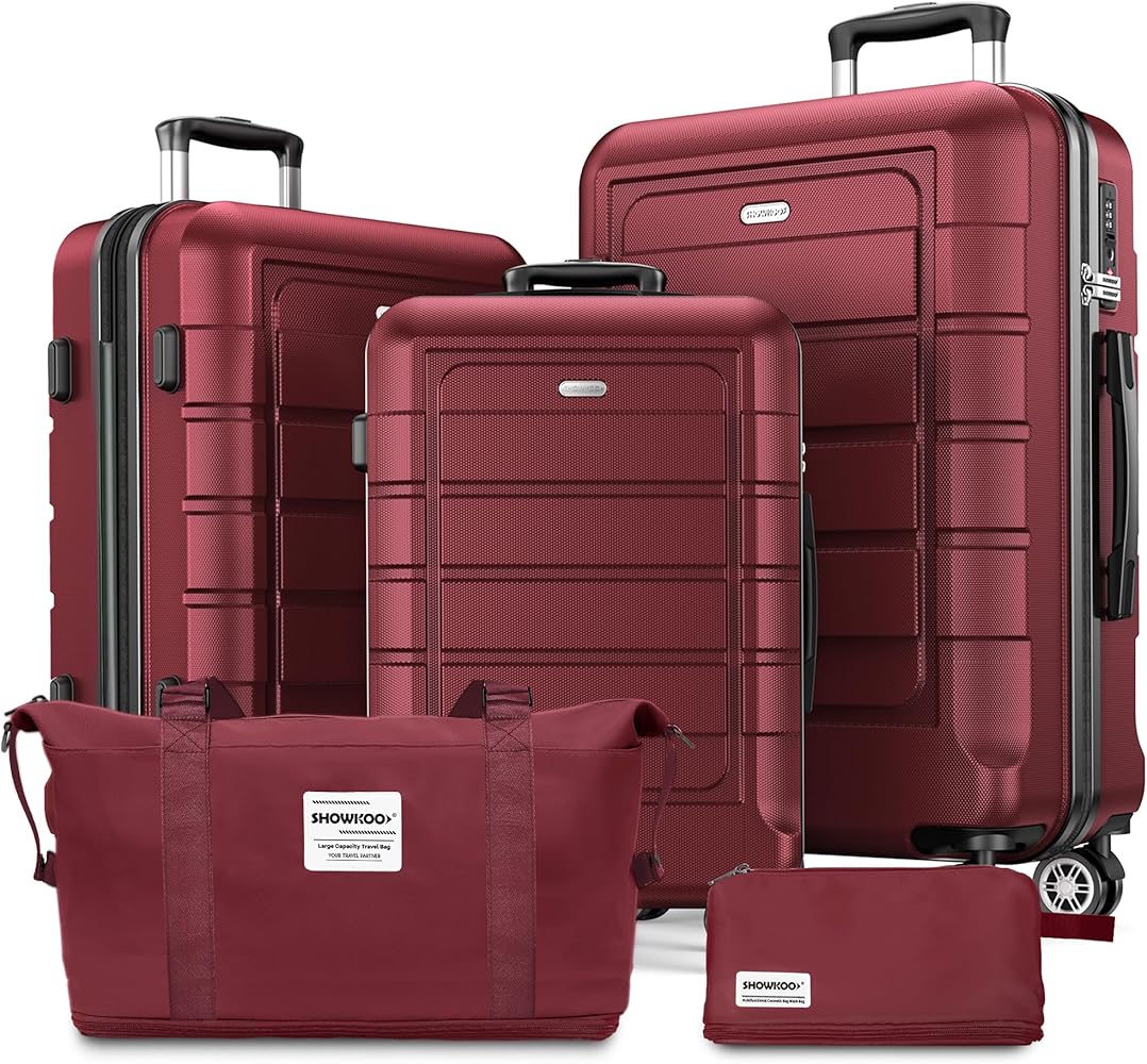 "5 - Piece Expandable Luggage Set, PC+ABS, TSA Lock, Wine Red" - Saiyora&Zubaid