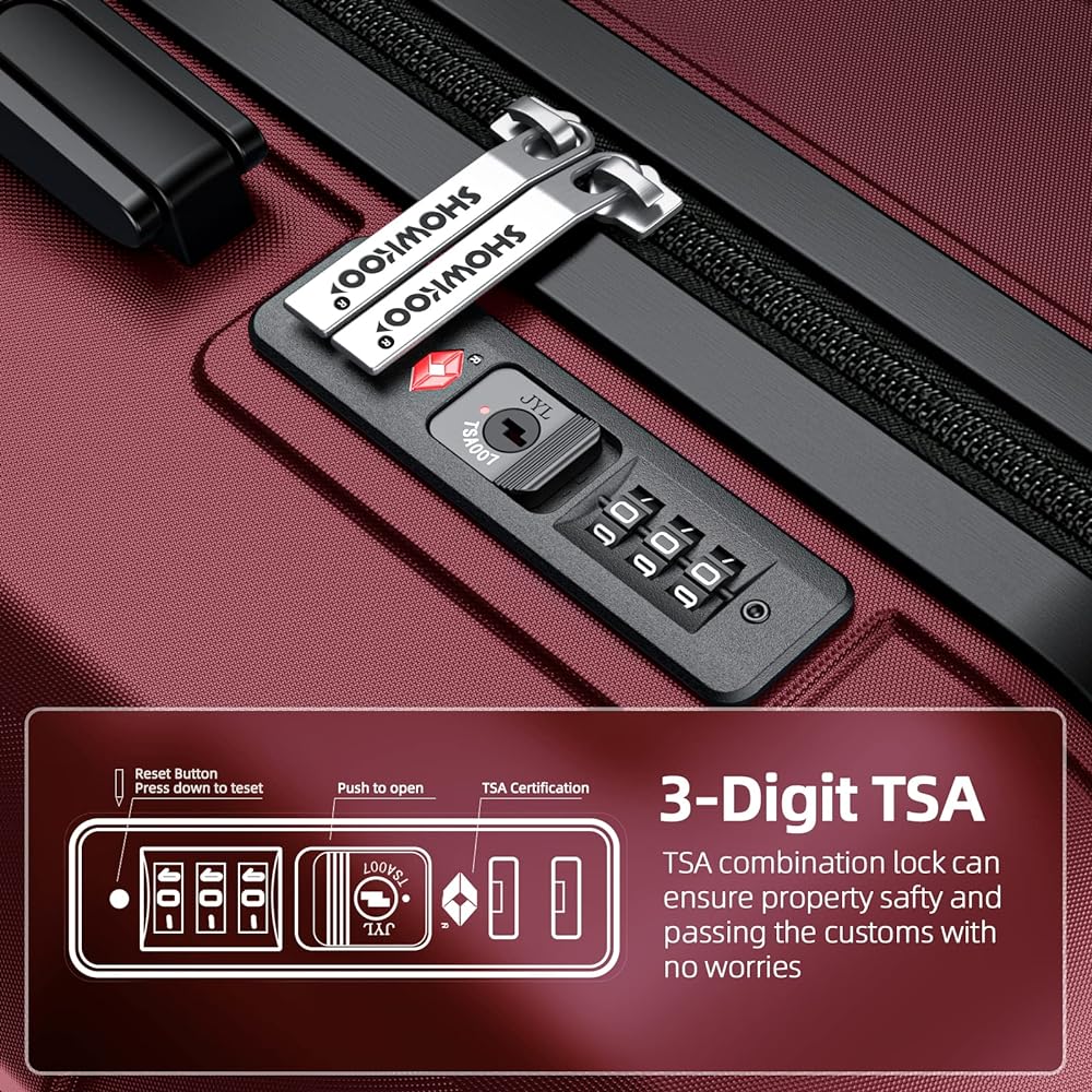 "5 - Piece Expandable Luggage Set, PC+ABS, TSA Lock, Wine Red" - Saiyora&Zubaid