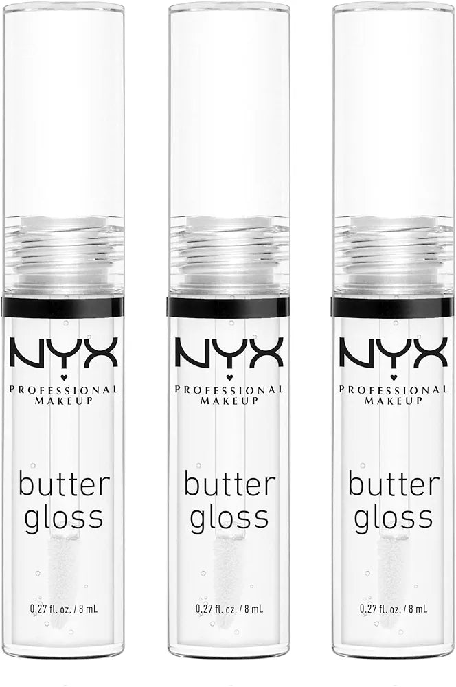 Butter Gloss, Non-Sticky Lip Gloss - Sugar Glass (Clear), Pack Of 3