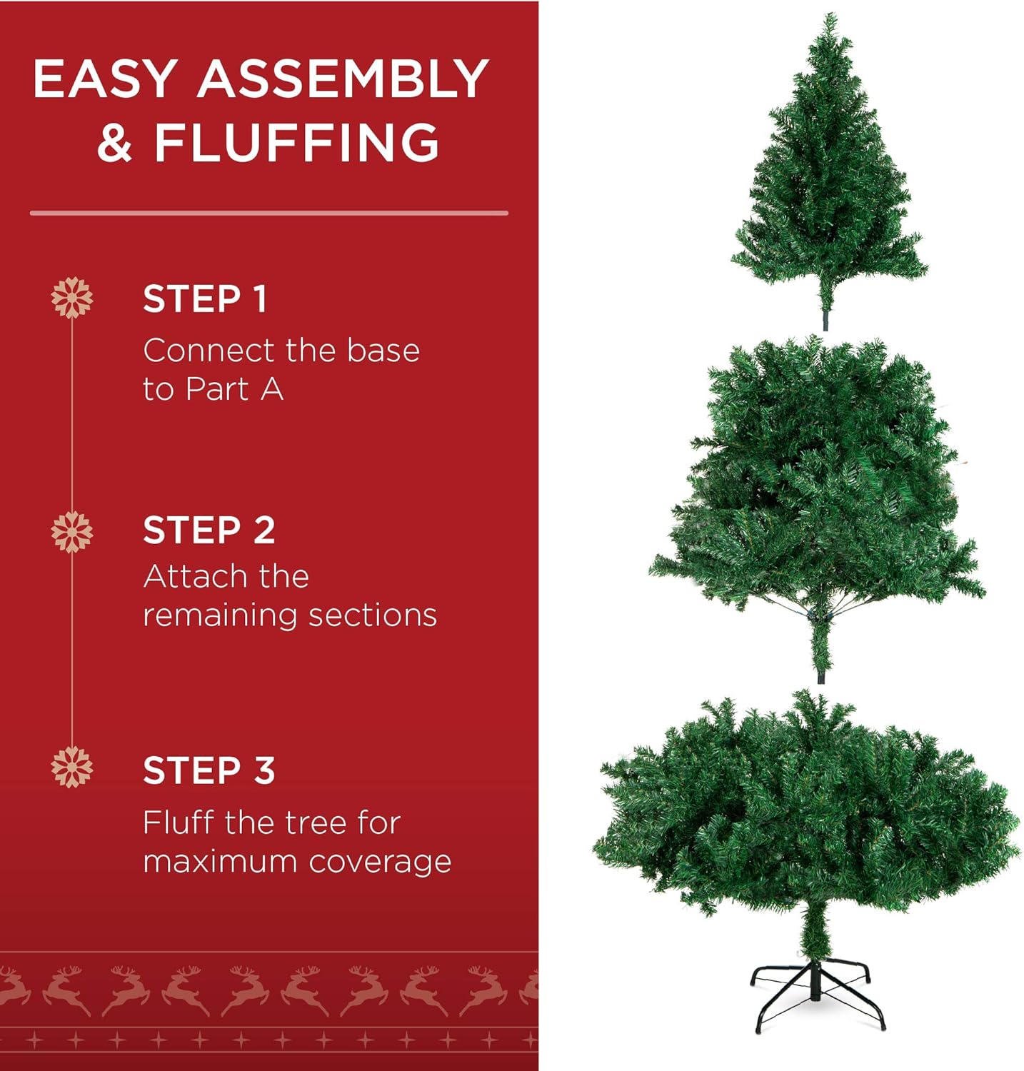 6ft Unlit Hinged Artificial Christmas Tree, Realistic & Easy Assembly - Saiyora&Zubaid