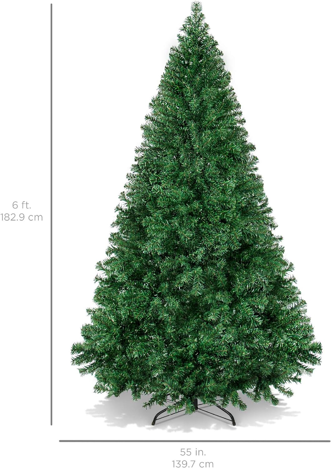 6ft Unlit Hinged Artificial Christmas Tree, Realistic & Easy Assembly - Saiyora&Zubaid