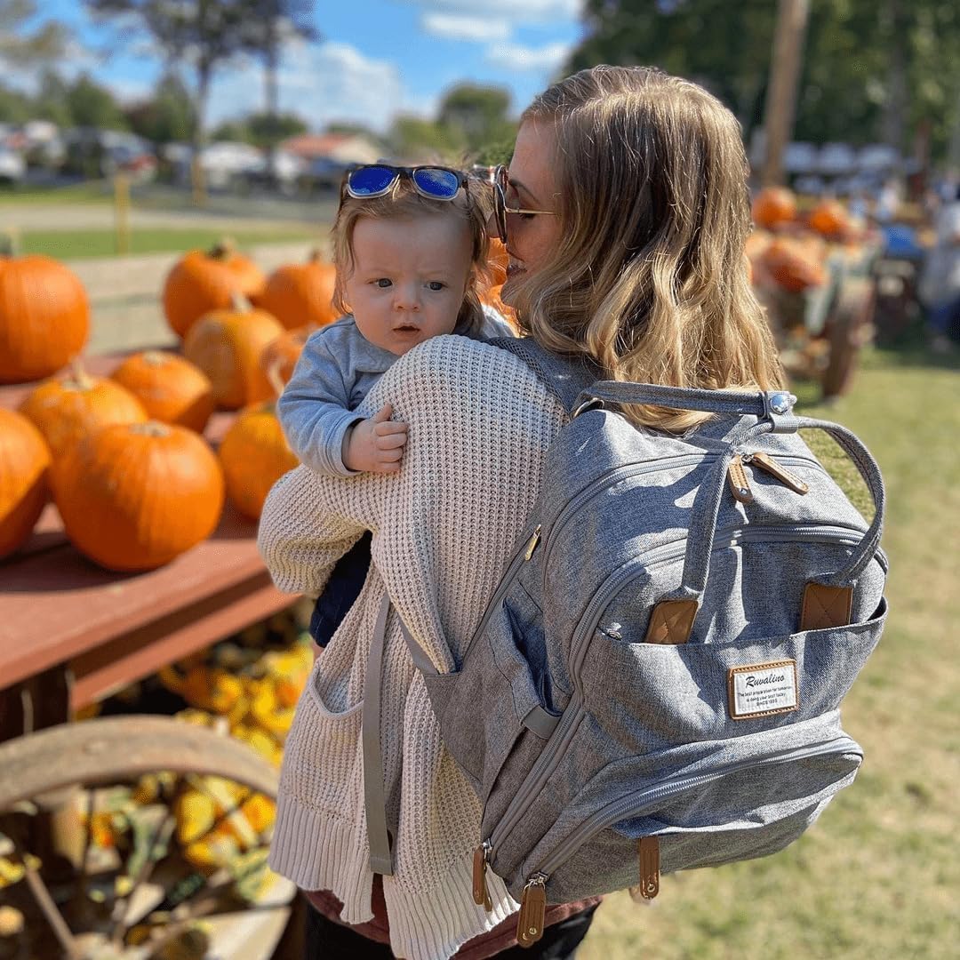 "Multifunction Waterproof Diaper Bag Backpack with Changing Pad & Stroller D-Ring" Unisex