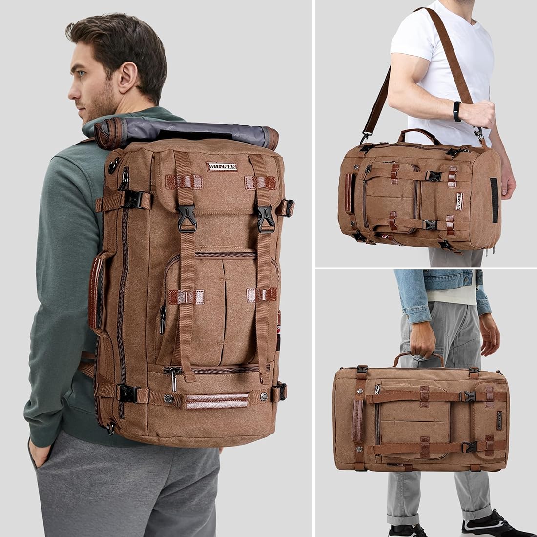 Canvas Backpack Vintage Travel Backpack Large Laptop Bags Convertible Shoulder Rucksack