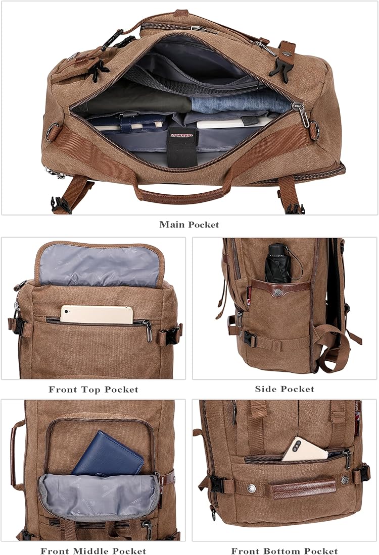 Canvas Backpack Vintage Travel Backpack Large Laptop Bags Convertible Shoulder Rucksack