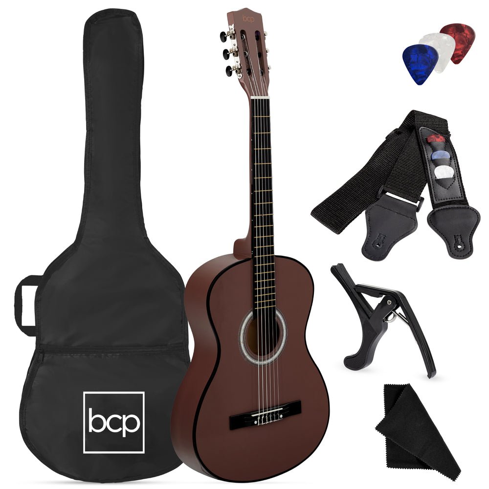 Beginner Acoustic Guitar Set w/ Case, Strap, Strings - 38in - Saiyora&Zubaid