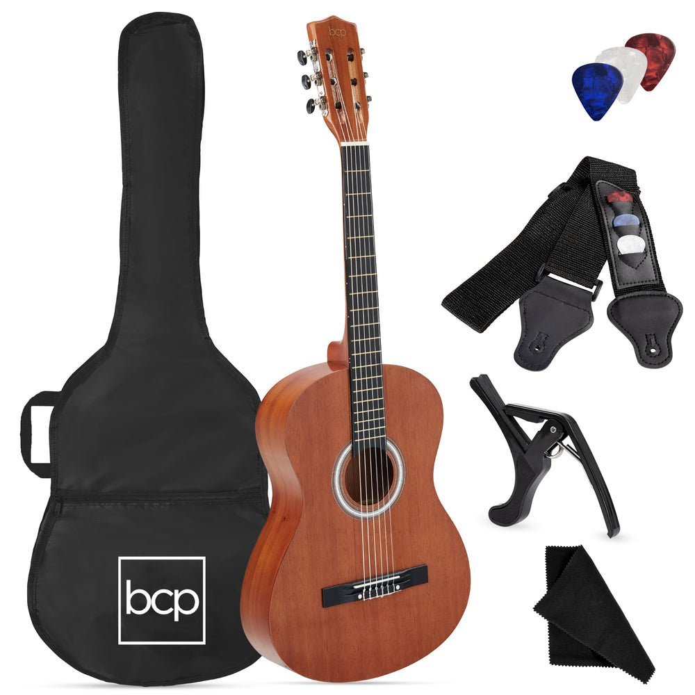 Beginner Acoustic Guitar Set w/ Case, Strap, Strings - 38in - Saiyora&Zubaid