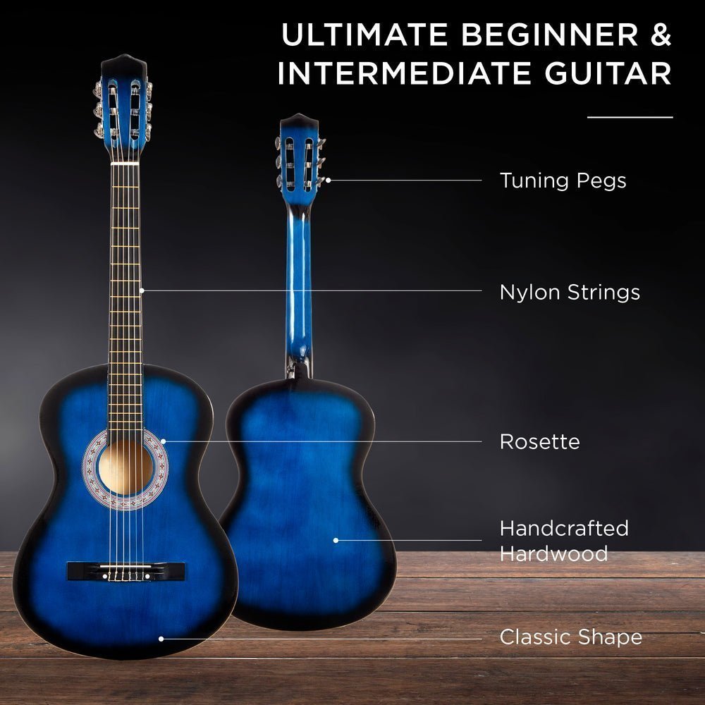 Beginner Acoustic Guitar Set w/ Case, Strap, Strings - 38in - Saiyora&Zubaid