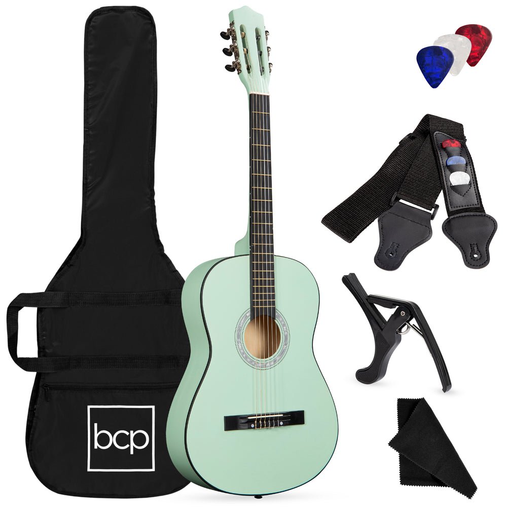 Beginner Acoustic Guitar Set w/ Case, Strap, Strings - 38in - Saiyora&Zubaid