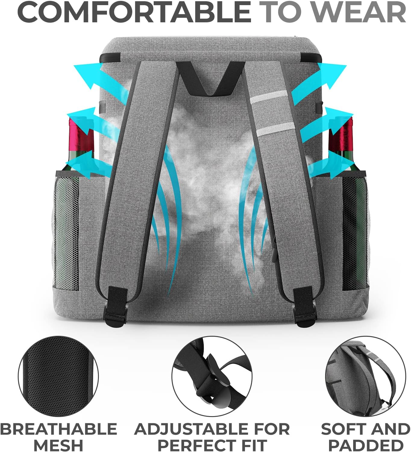 Everlasting Comfort 54 Cans Patent Pending Backpack Cooler Beach Cooler Backpack Insulated Leak Proof - Soft Cooler Bag for Picnic, Camping, & Lunch - Sandproof, Water - Resistant, Lightweight - Saiyora&Zubaid