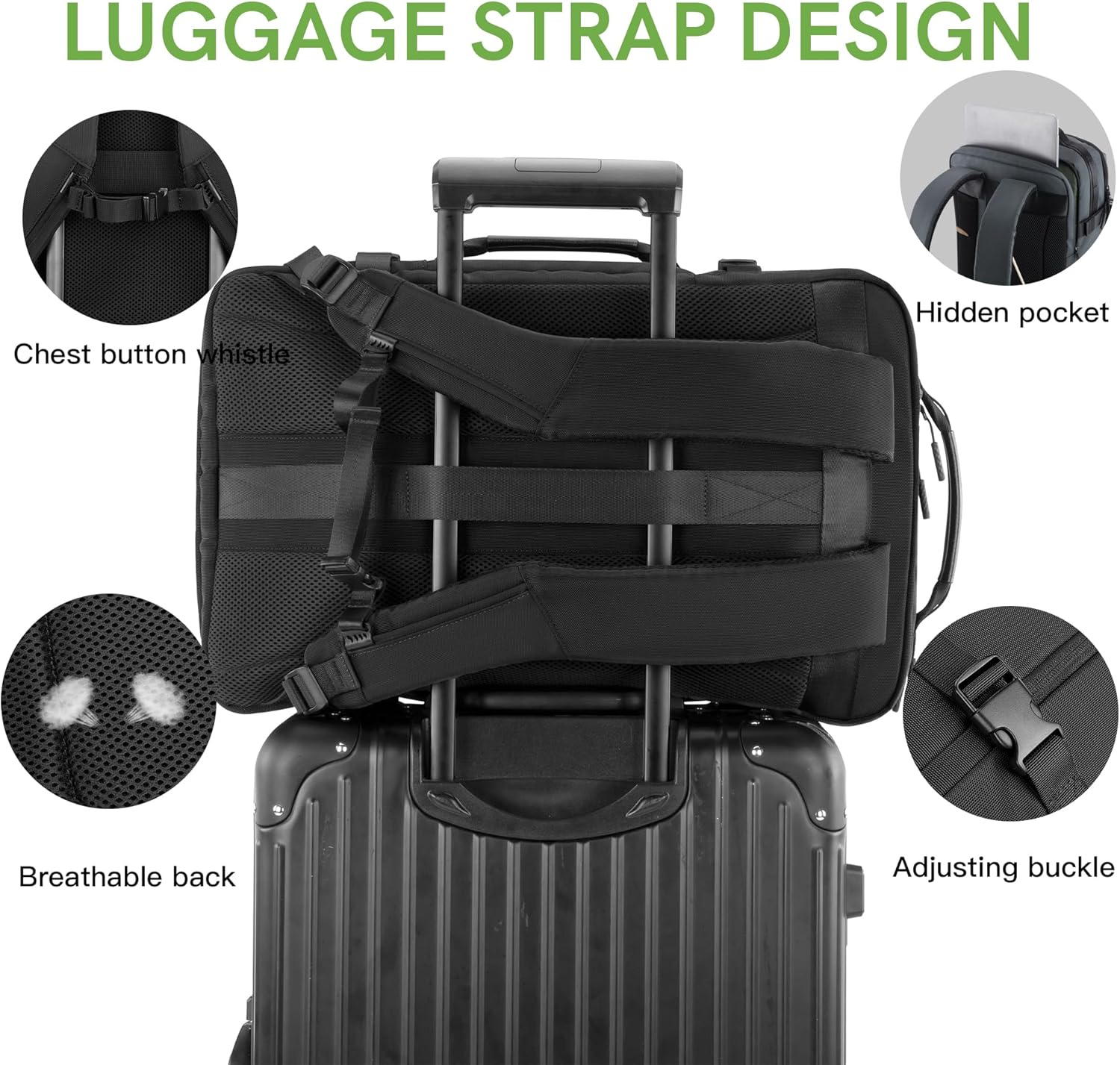 Flight - Approved Expandable Travel Backpack, fits 17.3" Laptop, with Toiletry Bag. - Saiyora&Zubaid