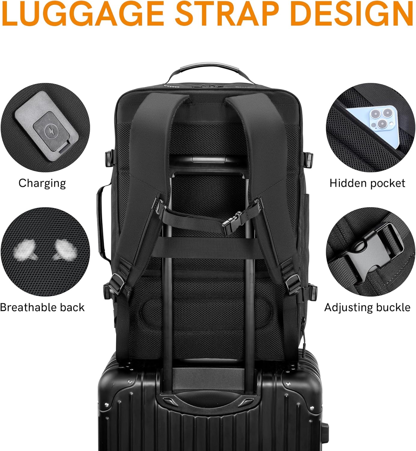 Flight - Approved Expandable Travel Backpack, fits 17.3" Laptop, with Toiletry Bag. - Saiyora&Zubaid