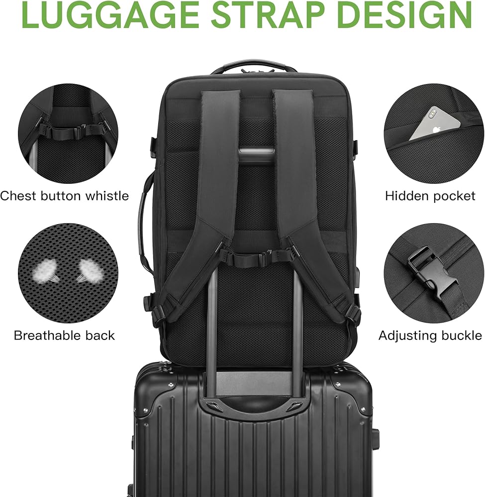 Flight - Approved Expandable Travel Backpack, fits 17.3" Laptop, with Toiletry Bag. - Saiyora&Zubaid