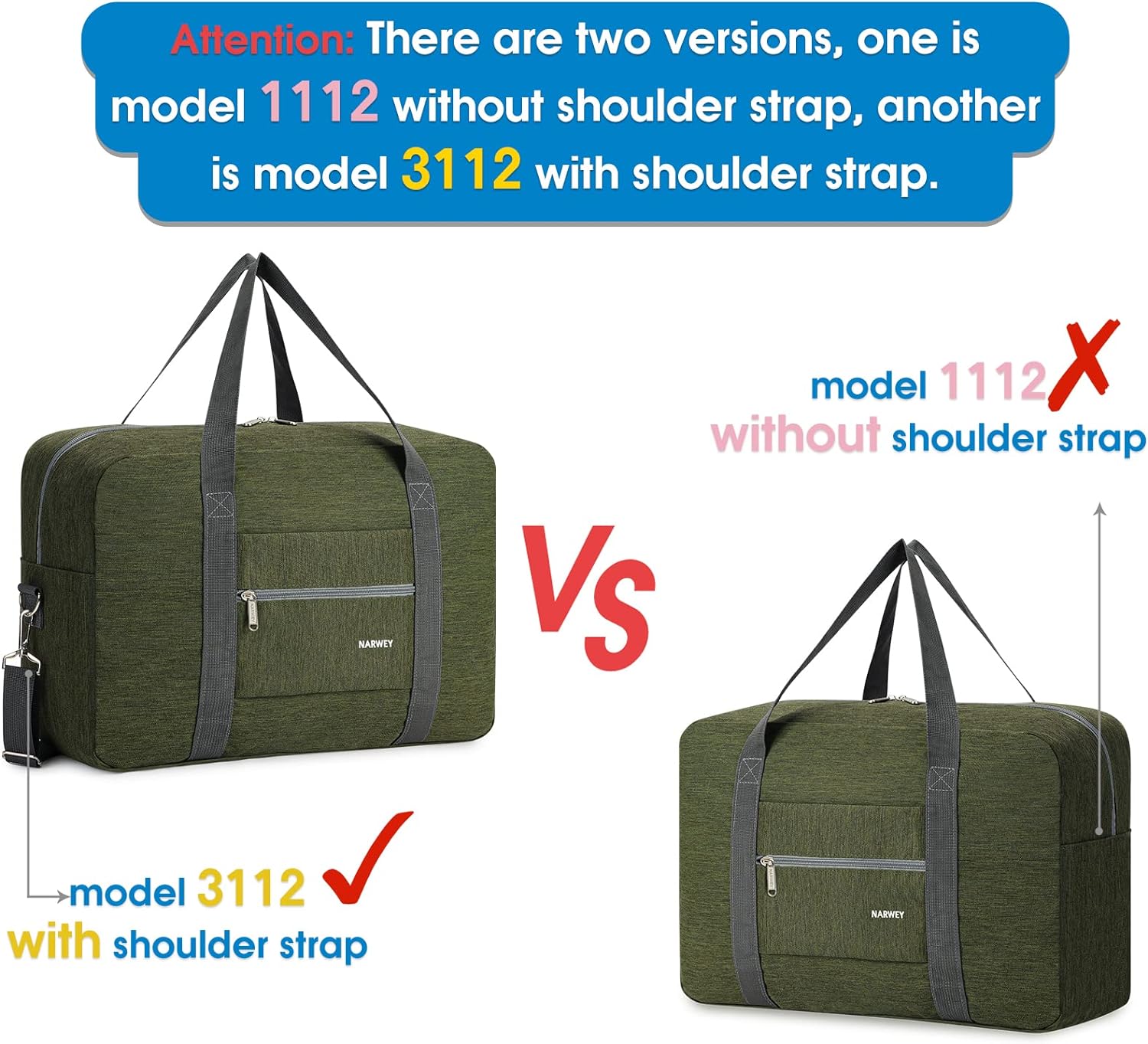 For Spirit Airlines Personal Item Bag 18x14x8 Foldable Travel Duffel Bag Tote Carry on Luggage Duffle Overnight for Women and Men - Saiyora&Zubaid