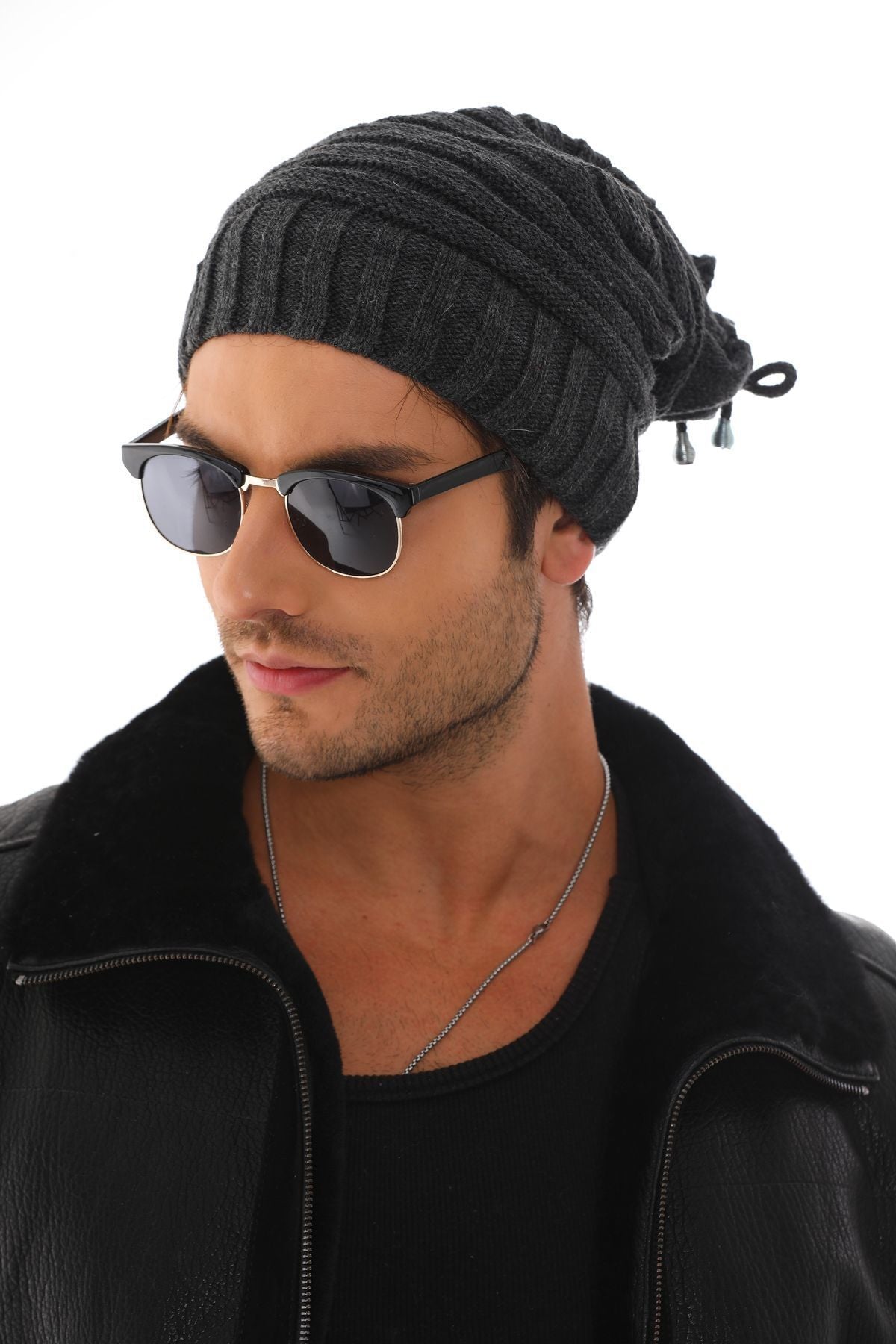 Men's Anthracite Stringed Beret - Saiyora&Zubaid