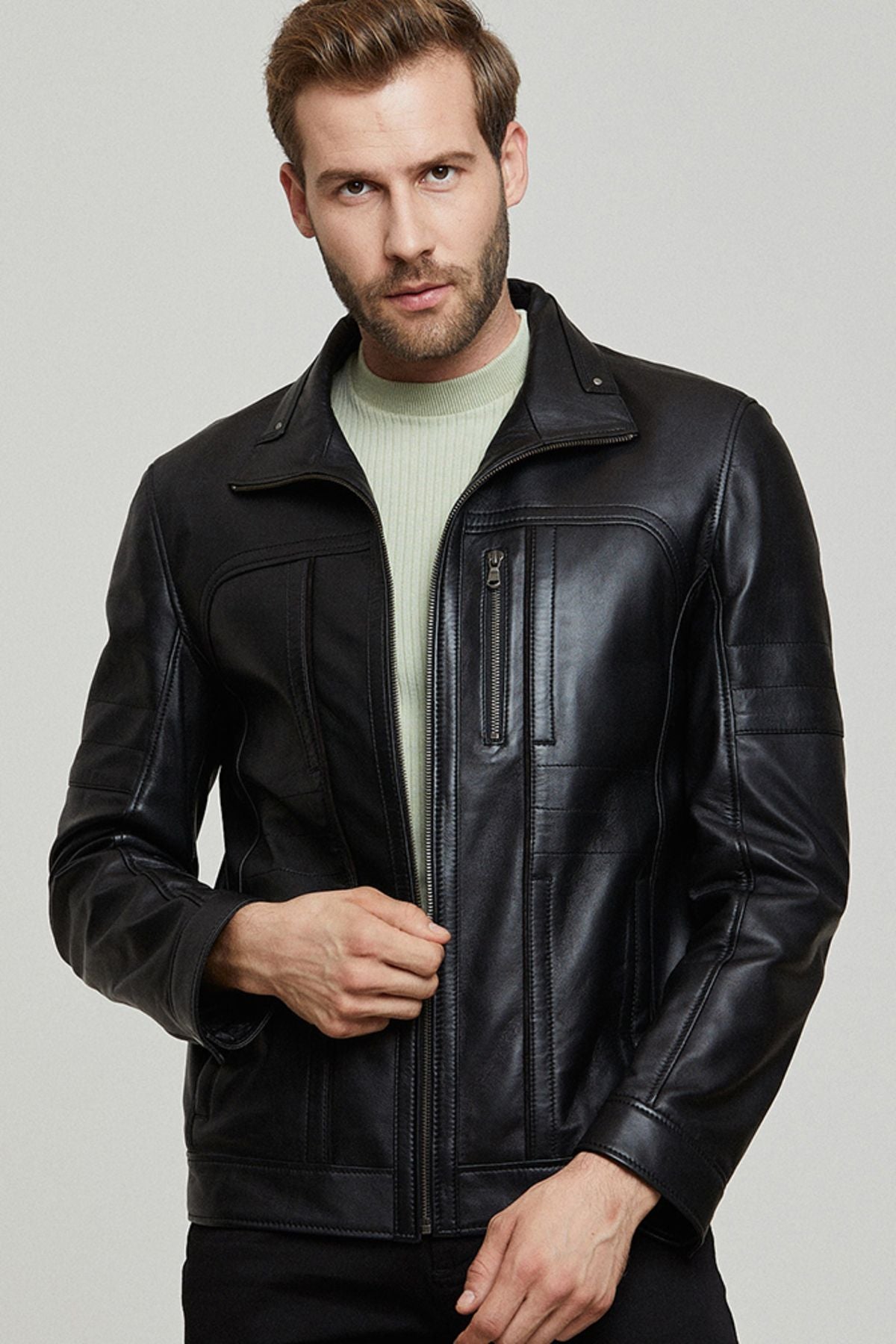 Men's Black Leather Jacket - Saiyora&Zubaid