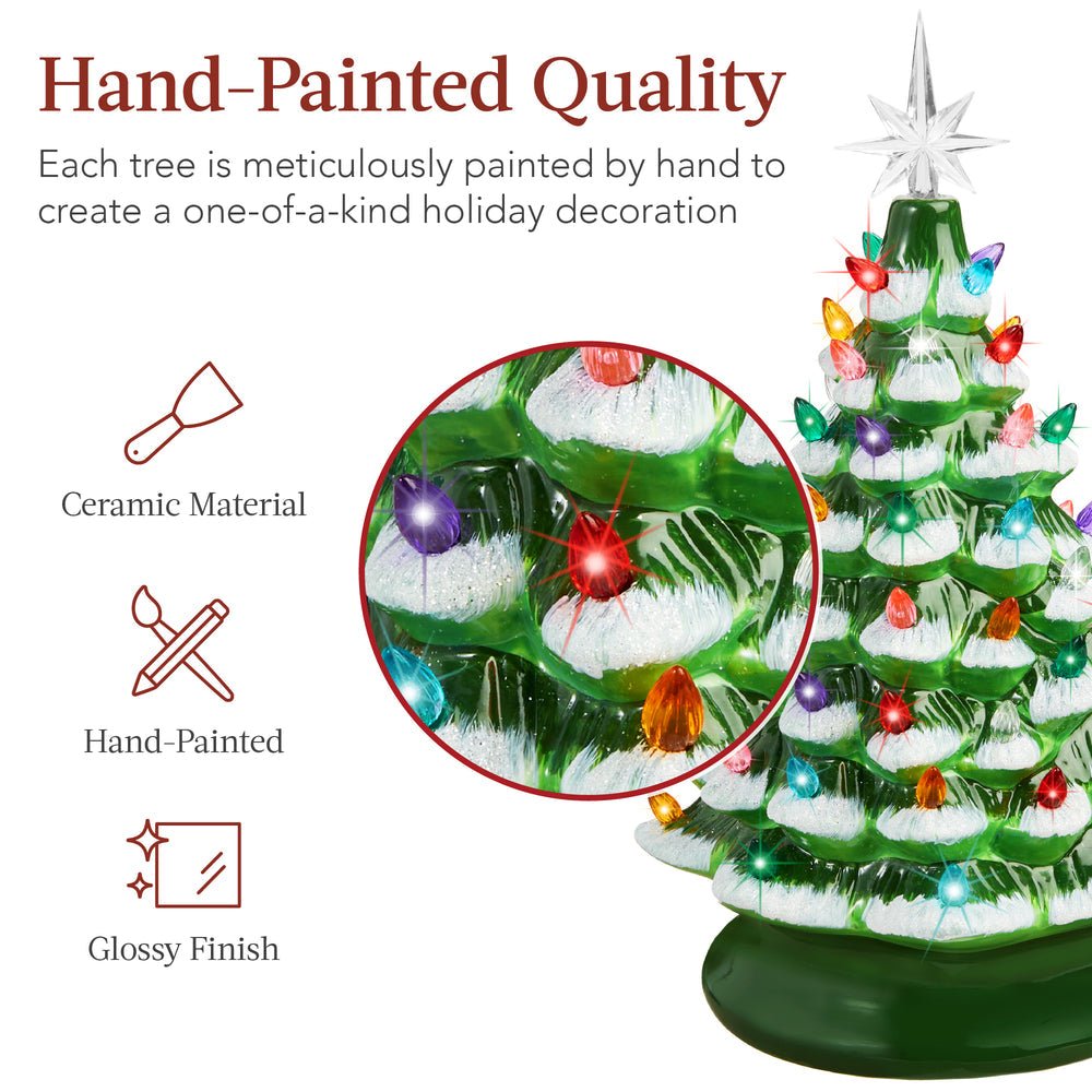 Pre - Lit Ceramic Tabletop Christmas Tree with Lights - 15in - Saiyora&Zubaid