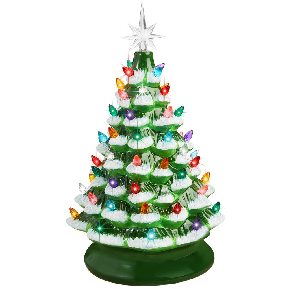 Pre - Lit Ceramic Tabletop Christmas Tree with Lights - 15in - Saiyora&Zubaid