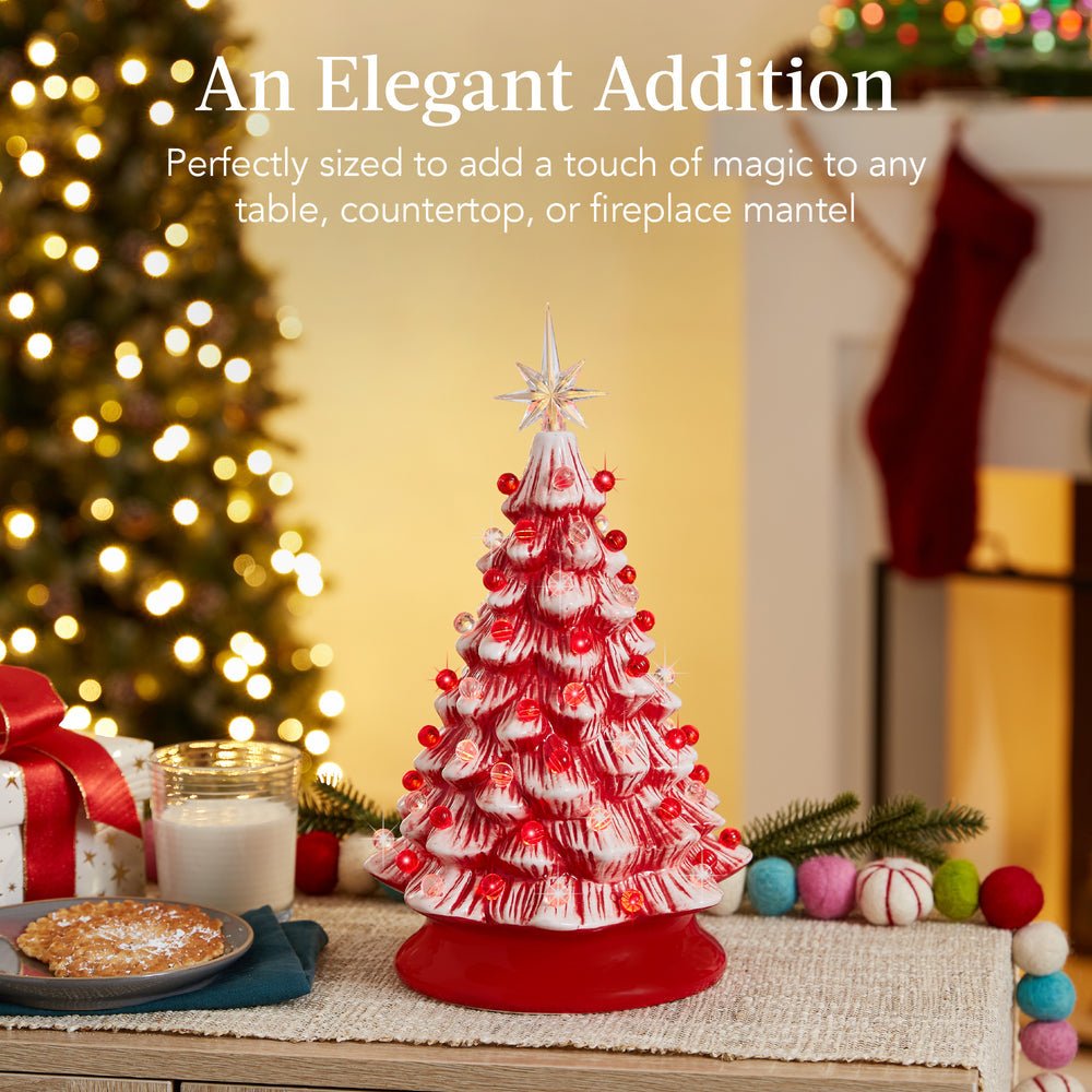 Pre - Lit Ceramic Tabletop Christmas Tree with Lights - 15in - Saiyora&Zubaid