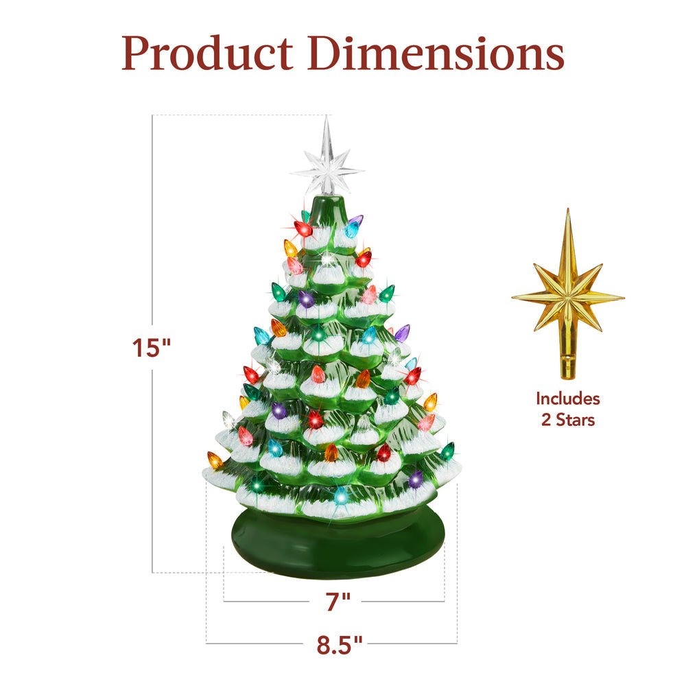 Pre - Lit Ceramic Tabletop Christmas Tree with Lights - 15in - Saiyora&Zubaid