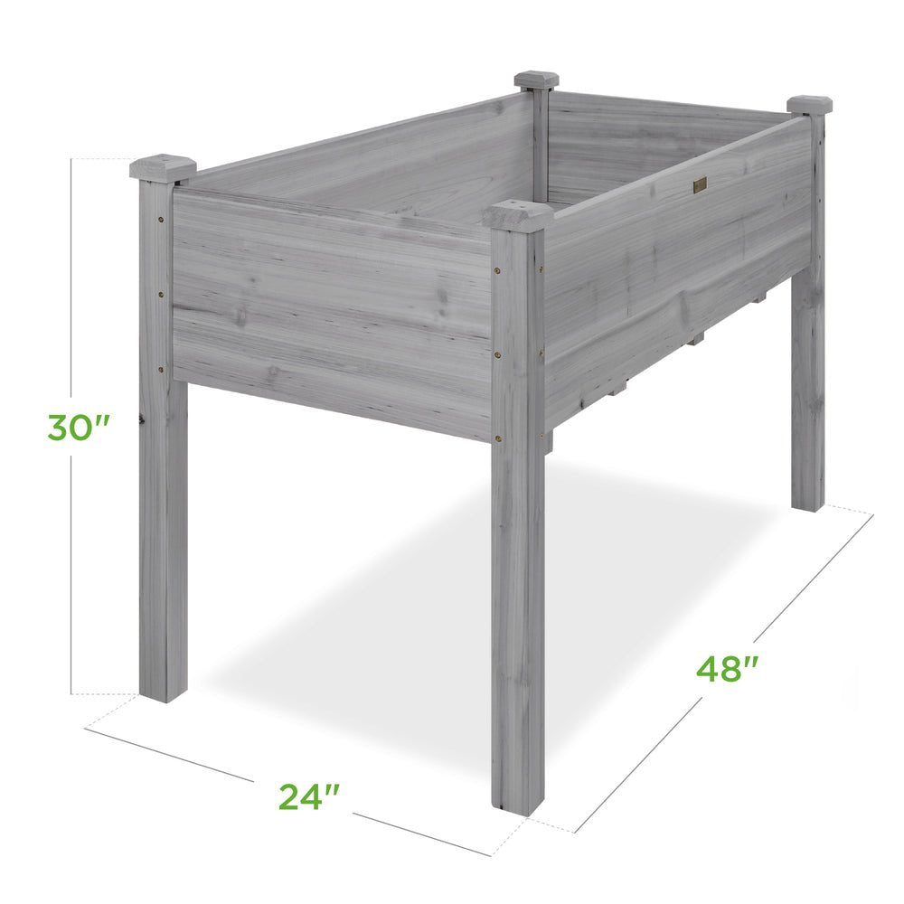 Raised Garden Bed, Elevated Wooden Planter Box w/ Foot Caps - 48x24x30in - Saiyora&Zubaid