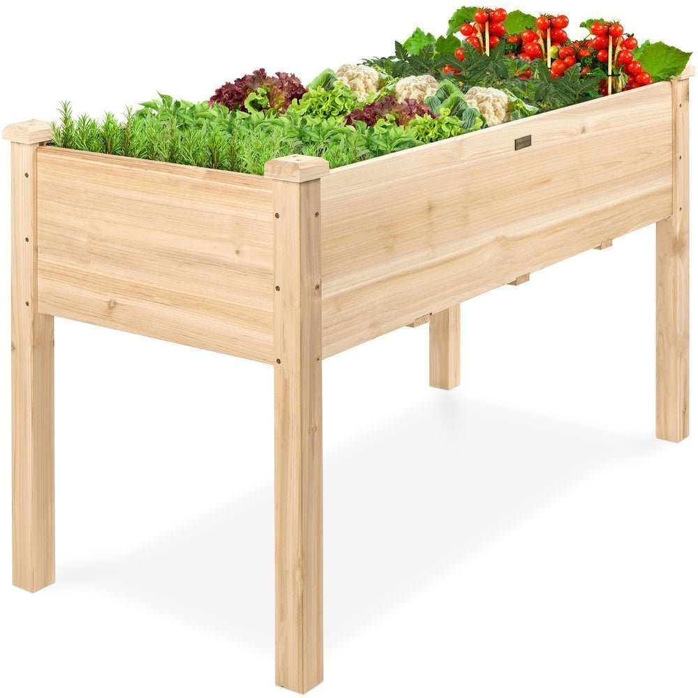 Raised Garden Bed, Elevated Wooden Planter Box w/ Foot Caps - 48x24x30in - Saiyora&Zubaid