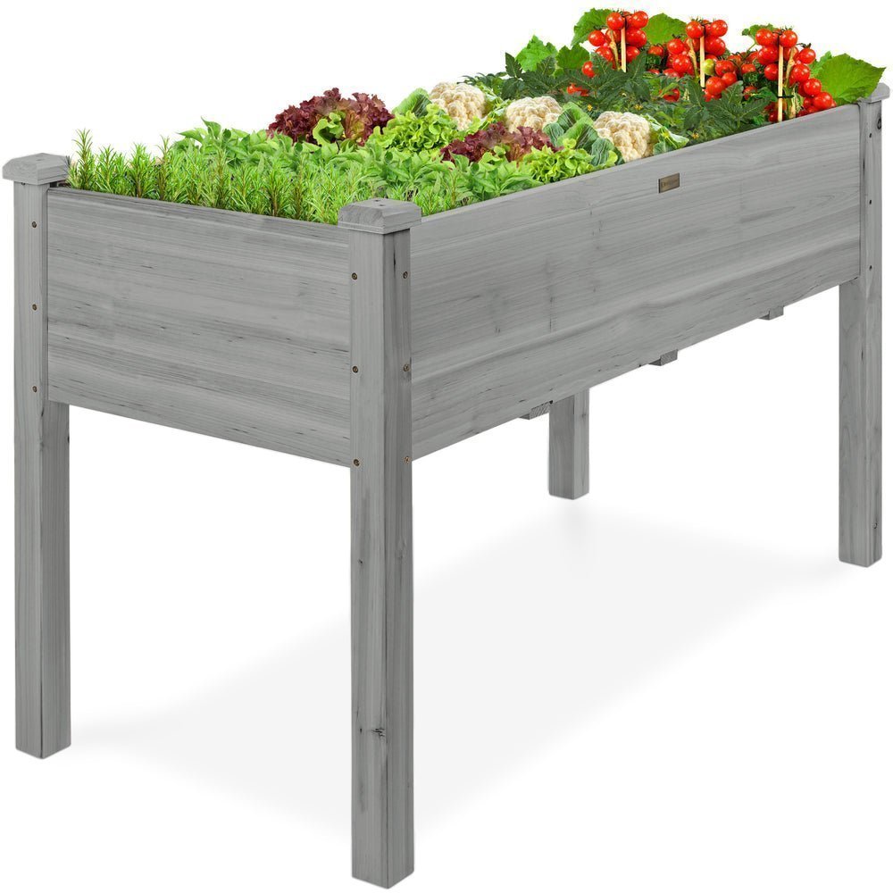 Raised Garden Bed, Elevated Wooden Planter Box w/ Foot Caps - 48x24x30in - Saiyora&Zubaid