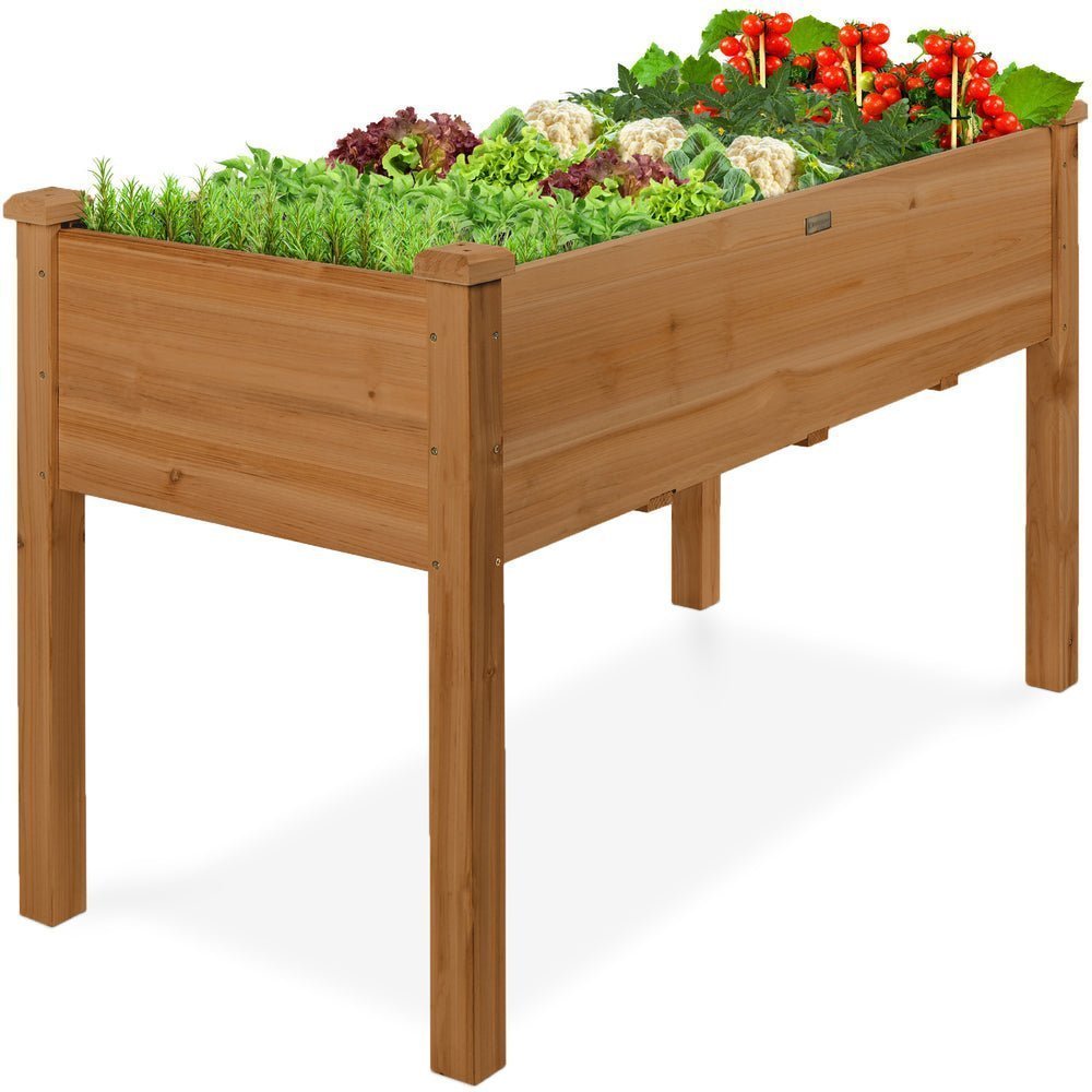 Raised Garden Bed, Elevated Wooden Planter Box w/ Foot Caps - 48x24x30in - Saiyora&Zubaid