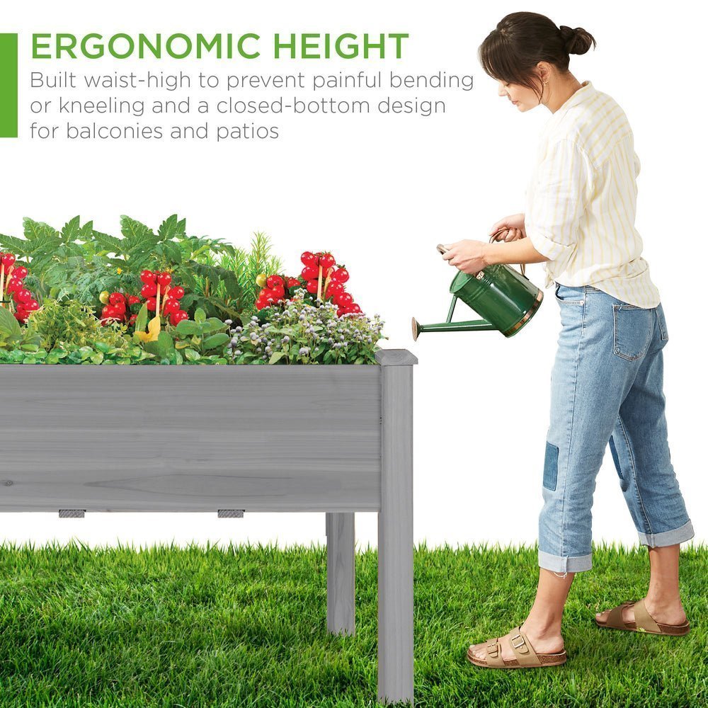 Raised Garden Bed, Elevated Wooden Planter Box w/ Foot Caps - 48x24x30in - Saiyora&Zubaid