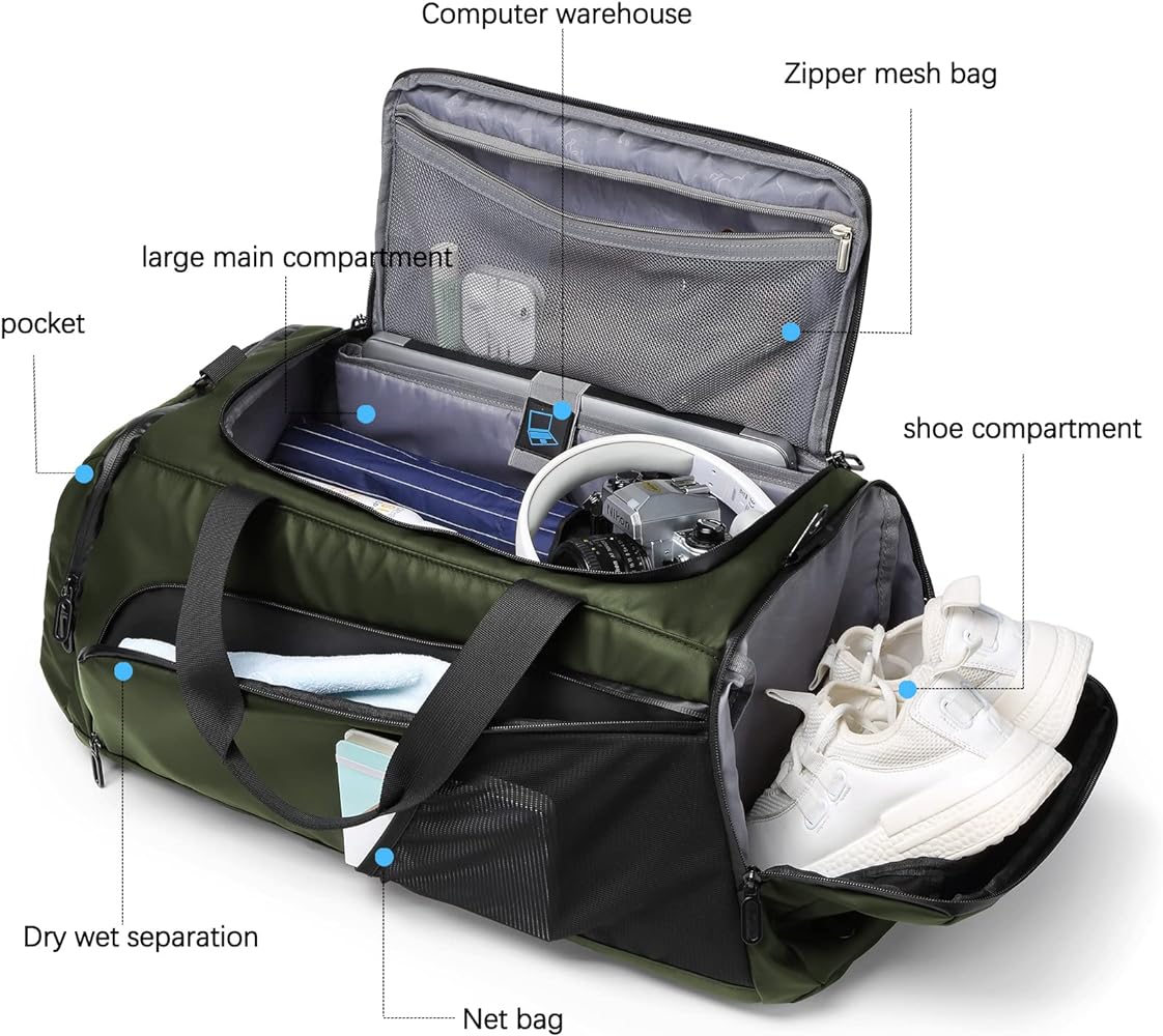 Waterproof Gym Duffel Bag with Shoe Compartment – Travel Weekender for Men & Women - Saiyora&Zubaid