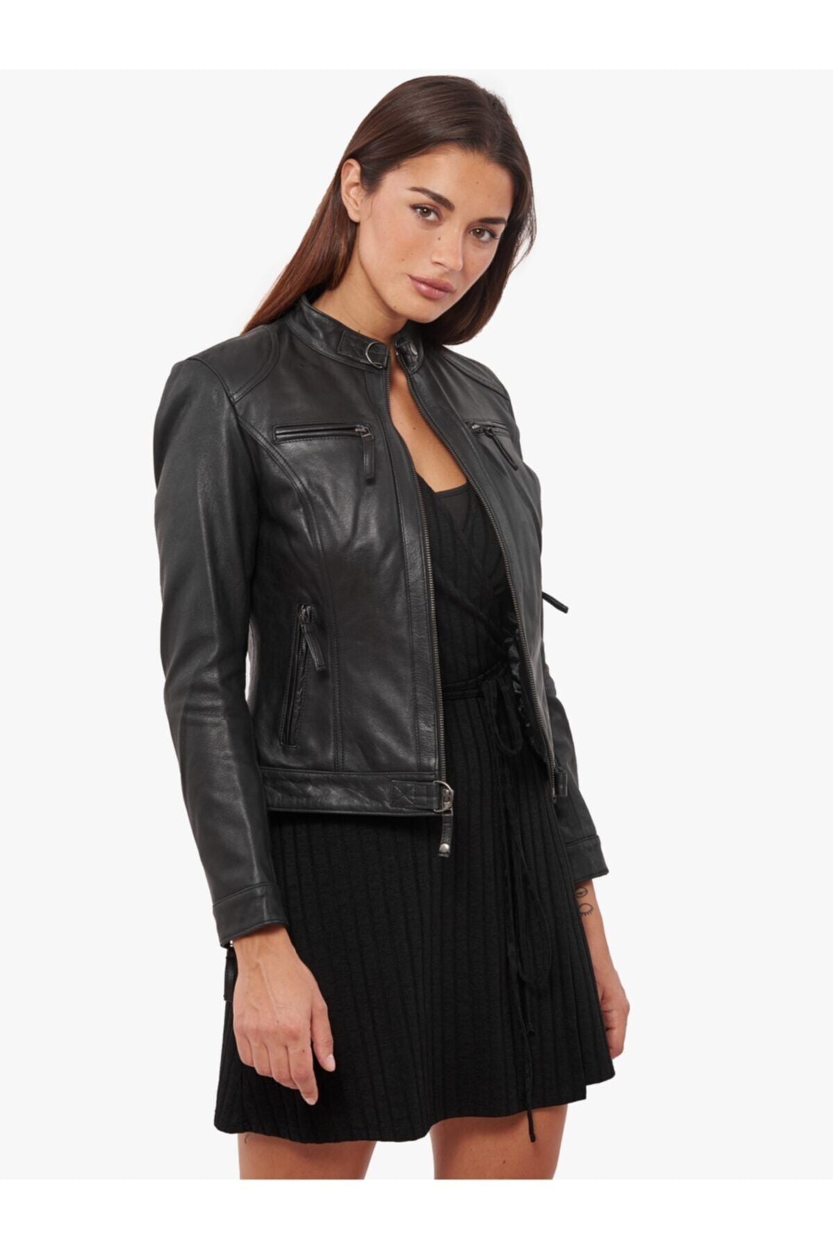 Women's Black Genuine Leather Jacket - Saiyora&Zubaid