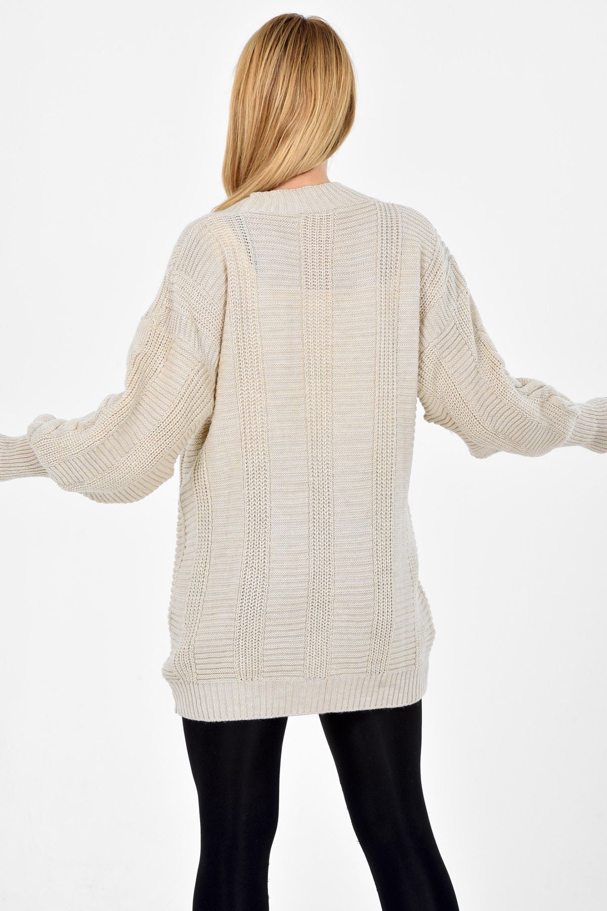 Women's Knitted Cardigan 5 Buttons Knitted Cardigan Stone - Saiyora&Zubaid