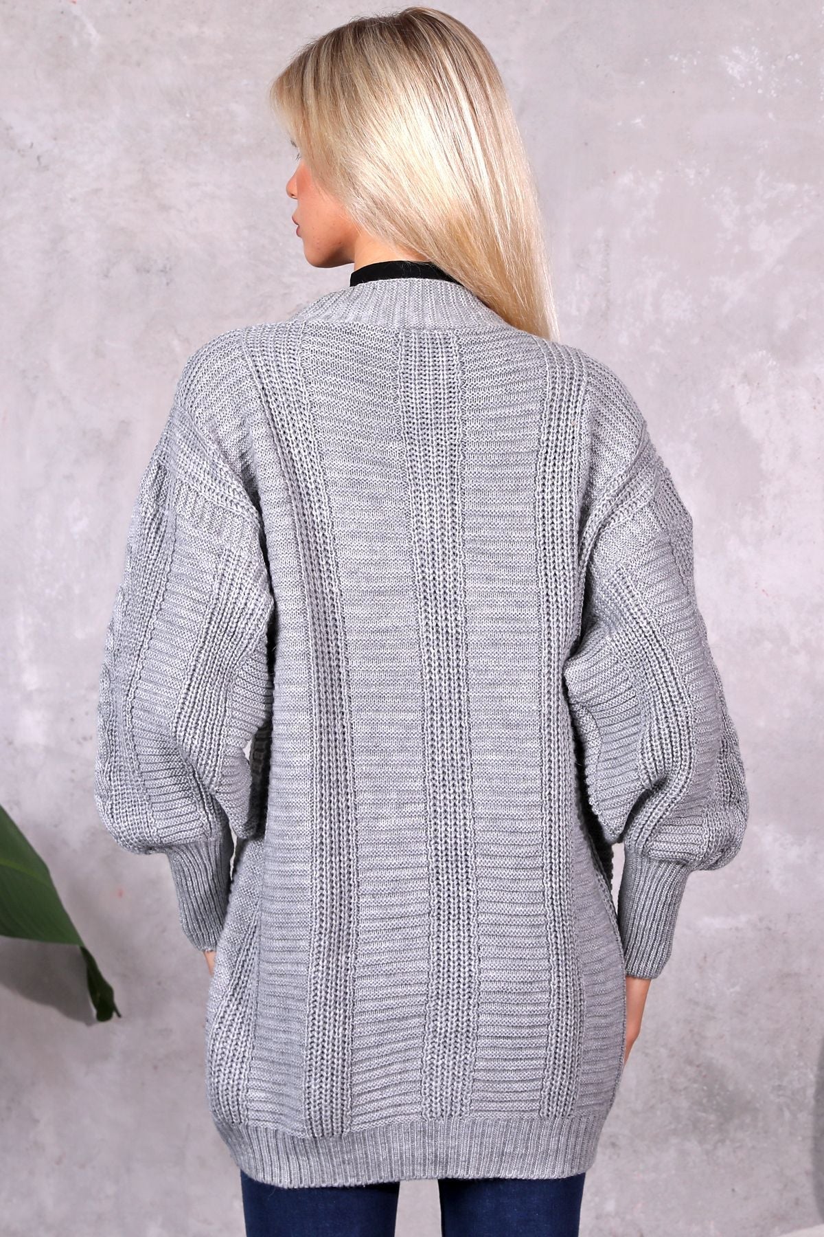 Women's Knitted Cardigan 5 Buttons Knitted Cardigan Stone - Saiyora&Zubaid