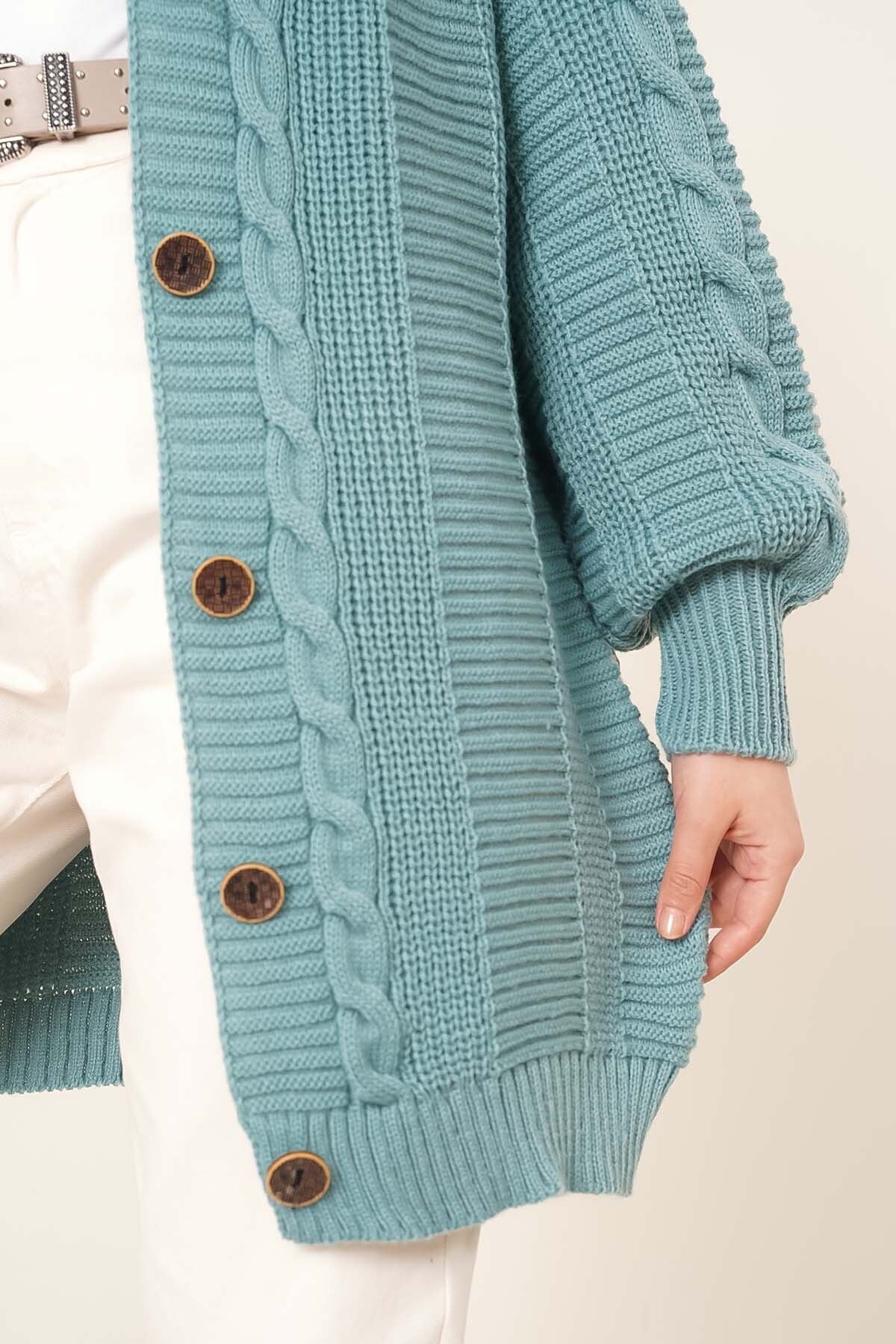 Women's Knitted Cardigan 5 Buttons Knitted Cardigan Stone - Saiyora&Zubaid