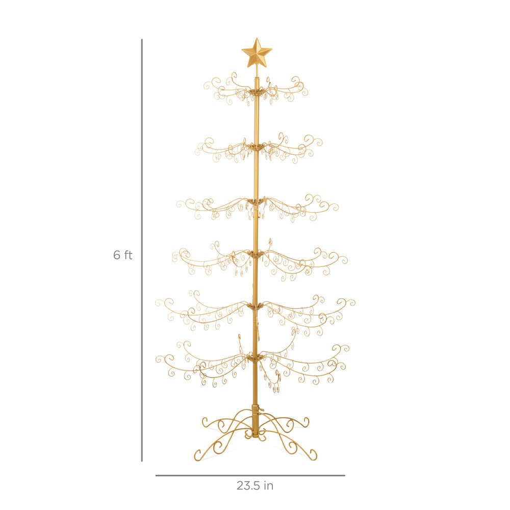 Wrought Iron Christmas Tree Ornament Display w/ Easy Assembly, Stand - 6ft - Saiyora&Zubaid