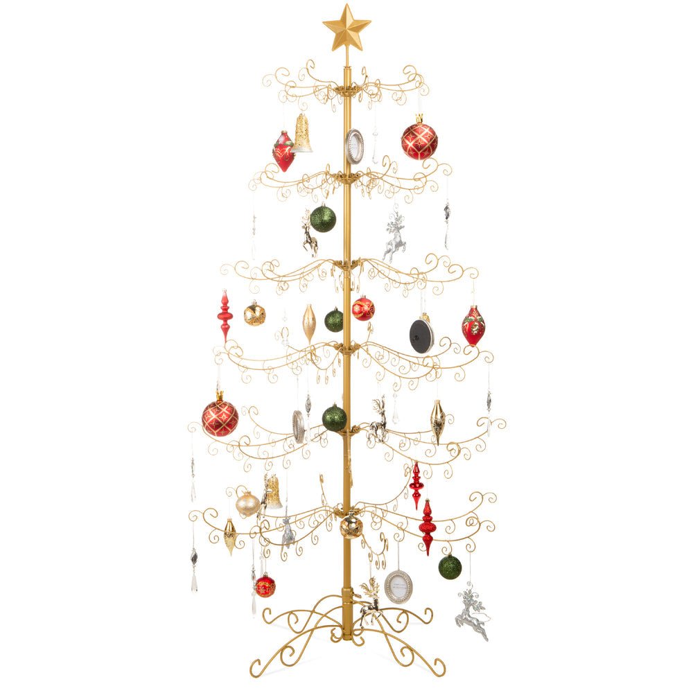 Wrought Iron Christmas Tree Ornament Display w/ Easy Assembly, Stand - 6ft - Saiyora&Zubaid