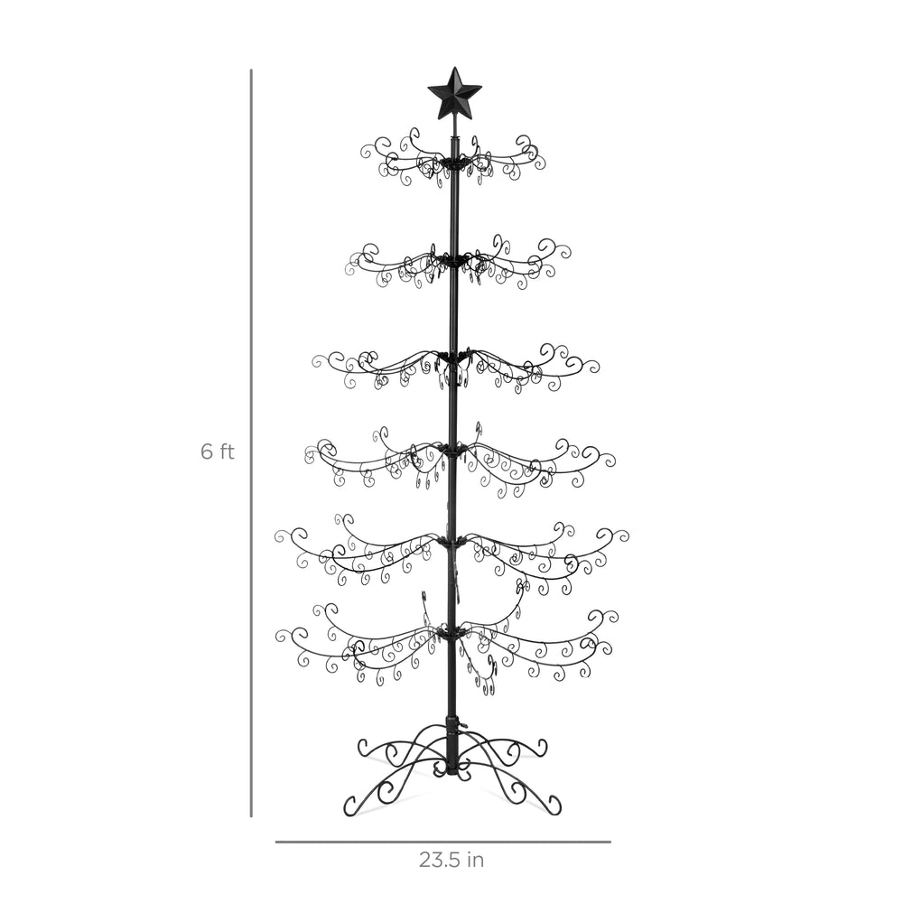 Wrought Iron Christmas Tree Ornament Display w/ Easy Assembly, Stand - 6ft - Saiyora&Zubaid